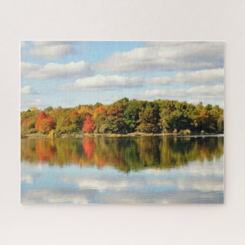 Fall in Pure Michigan Colorful Leaves Reflection Jigsaw Puzzle