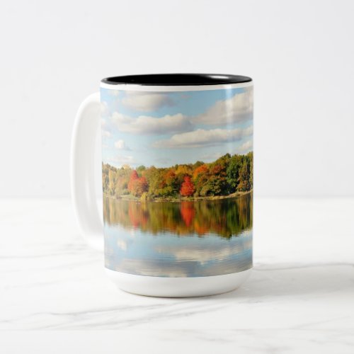 Fall In Pure Michigan Reflection Landscape Two_Tone Coffee Mug