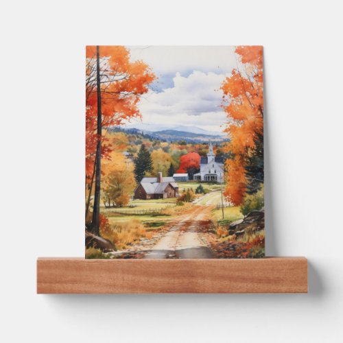 Fall In Small Town Of Vermont Scenery Watercolor Picture Ledge