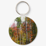 Fall in the Forest Colorful Autumn Photography Keychain