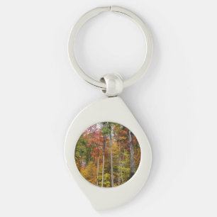 Fall in the Forest Colorful Autumn Photography Keychain