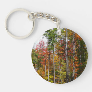 Fall in the Forest Colorful Autumn Photography Keychain