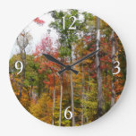 Fall in the Forest Colorful Autumn Photography Large Clock