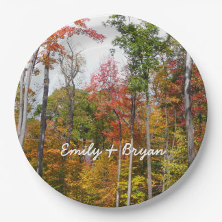 Fall in the Forest Colorful Autumn Photography Paper Plates