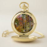Fall in the Forest Colorful Autumn Photography Pocket Watch