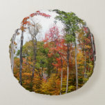 Fall in the Forest Colorful Autumn Photography Round Pillow