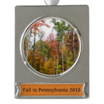 Fall in the Forest Colorful Autumn Photography Silver Plated Banner Ornament