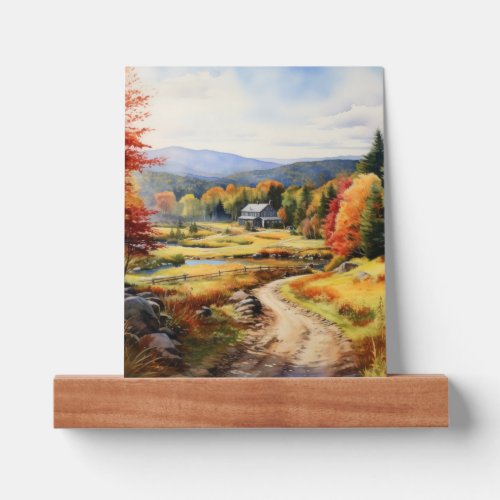 Fall In Vermont Farmhouse Scenery Watercolor Art Picture Ledge