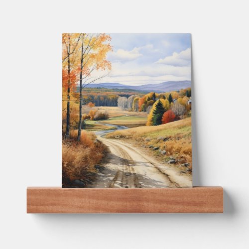 Fall In Vermont Forest Lane Scenery Watercolor Art Picture Ledge