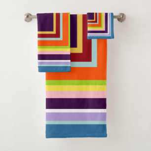 Fall Indian Corn Colors Geometric Bath Towel Set
