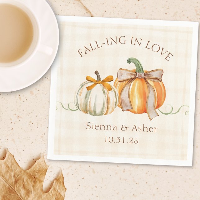 Fall-ing in Love Autumn Engagement Party & Wedding Napkins (Creator Uploaded)