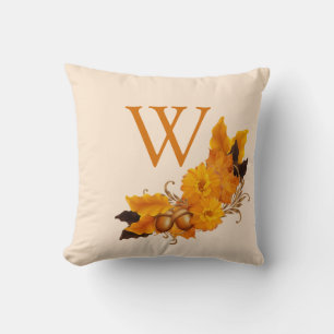 Fall Initial Autumn Thanksgiving Home Decor Pillow