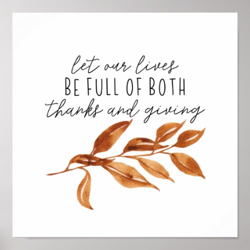 Fall Inspirational Happy Thanksgiving Poster
