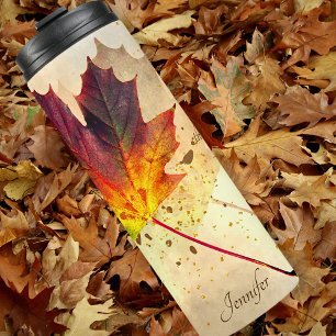 Fall Inspirational Quote Personalized Maple Leaf Thermal Tumbler