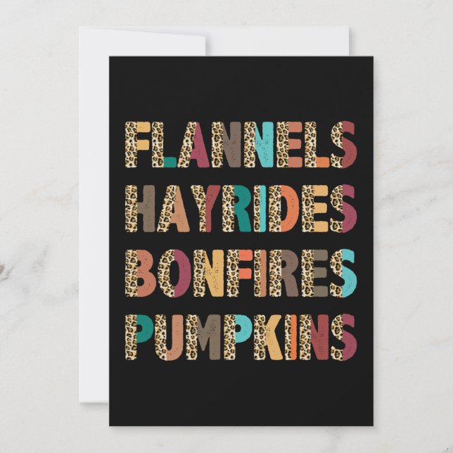 Fall Inspired Flannels Hayrides Bonfires Pumpkins Invitation (Front)