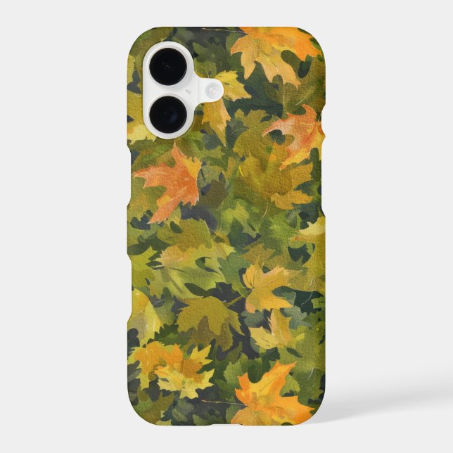 Fall Inspired Green Gold Maple Leaves iPhone Case (Back)