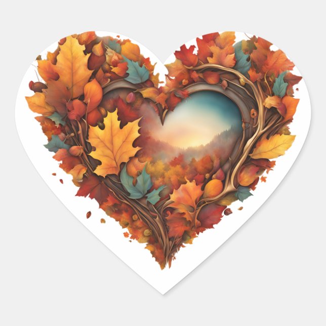 Fall Inspired Heart Sticker (Front)