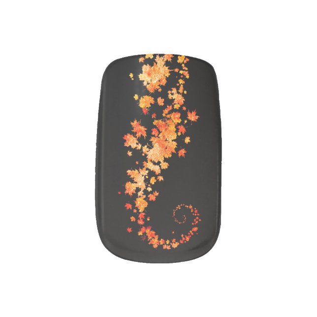 Fall Inspired Maple Leaf Minx Nail Art (Left Thumb)