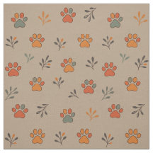Fall Inspired Paw Print Cotton Fabric by the Yard