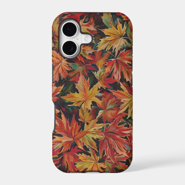 Fall Inspired Red Maple Leaves iPhone Case (Back)