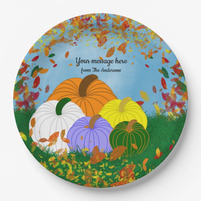Fall into Autumn Paper Plates (Front)