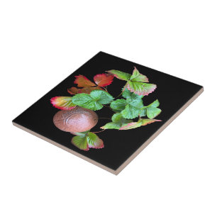 Fall Into Strawberry Season Backyard Garden Photo Ceramic Tile