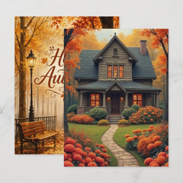 fall iphone wallpaper, ipad wallpaper fall, holiday postcard (Front/Back)