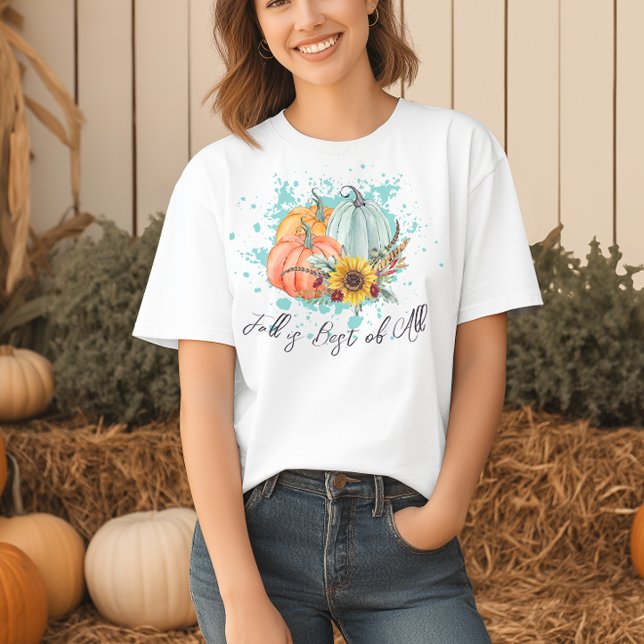 Fall is Best of All Pumpkin  T-Shirt (Watercolor Fall is Best of All Top)