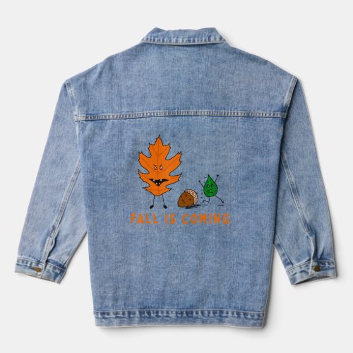Fall is Coming Zombie Leaf Attack  Denim Jacket