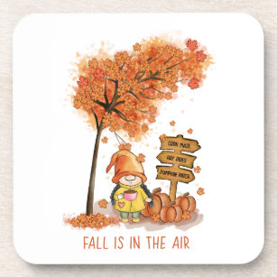 Fall is in the air, Autumn Gnome Beverage Coaster