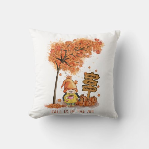 Fall is in the air Autumn Gnome Throw Pillow