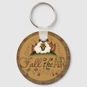 "Fall is in the Air" Autumn Sheep Keychain