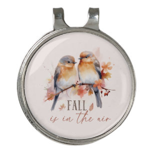 Fall Is In The Air – Cute Birds & Autumn Leaves Golf Hat Clip