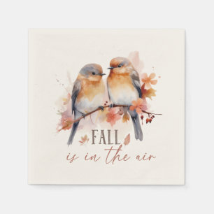 Fall Is In The Air – Cute Birds & Autumn Leaves Napkins