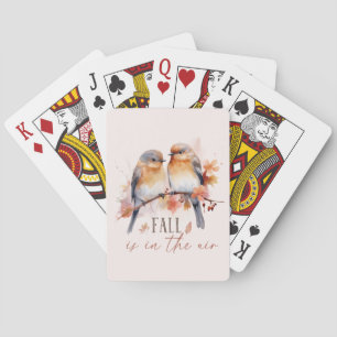 Fall Is In The Air – Cute Birds & Autumn Leaves Poker Cards