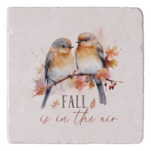 Fall Is In The Air – Cute Birds & Autumn Leaves Trivet