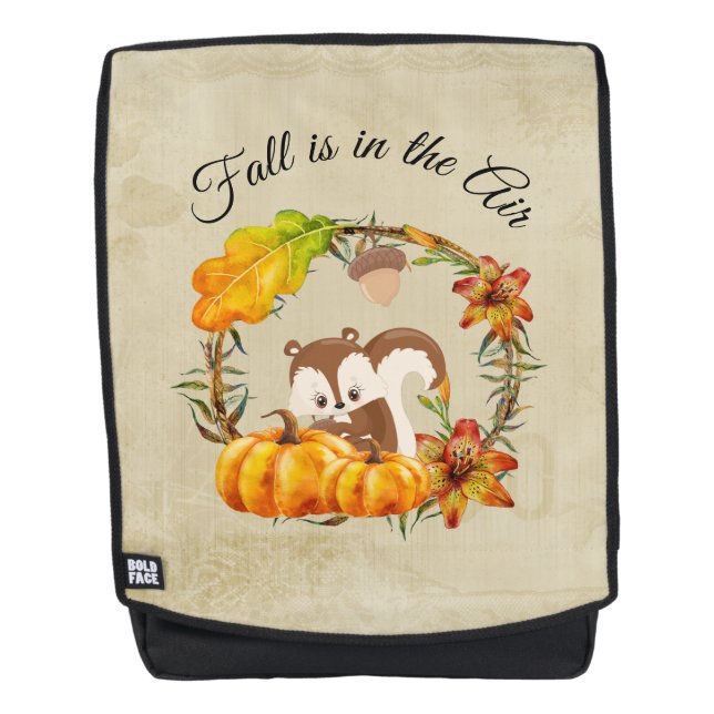 Fall is in the Air Typography with Squirrel Backpack (Front)