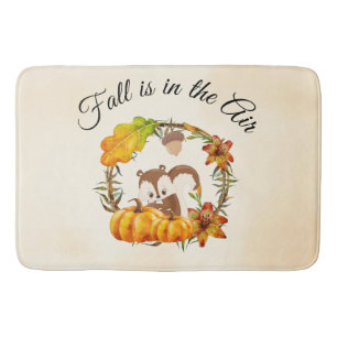Fall is in the Air Typography with Squirrel Bath Mat