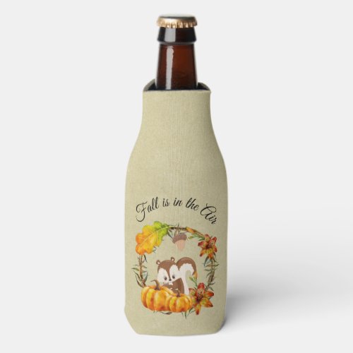 Fall is in the Air Typography with Squirrel Bottle Cooler