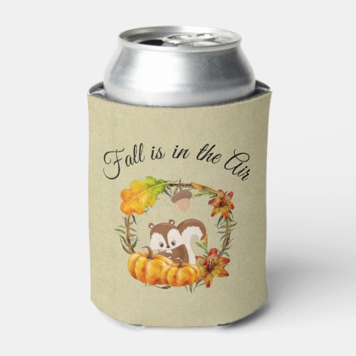 Fall is in the Air Typography with Squirrel Can Cooler