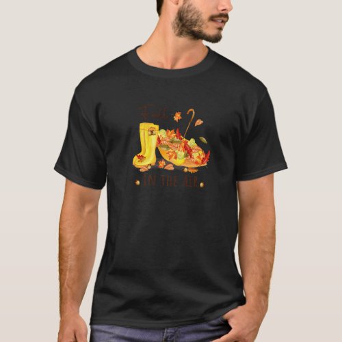 Fall Is In The Air Umbrella Maple Leaves Boots for T_Shirt