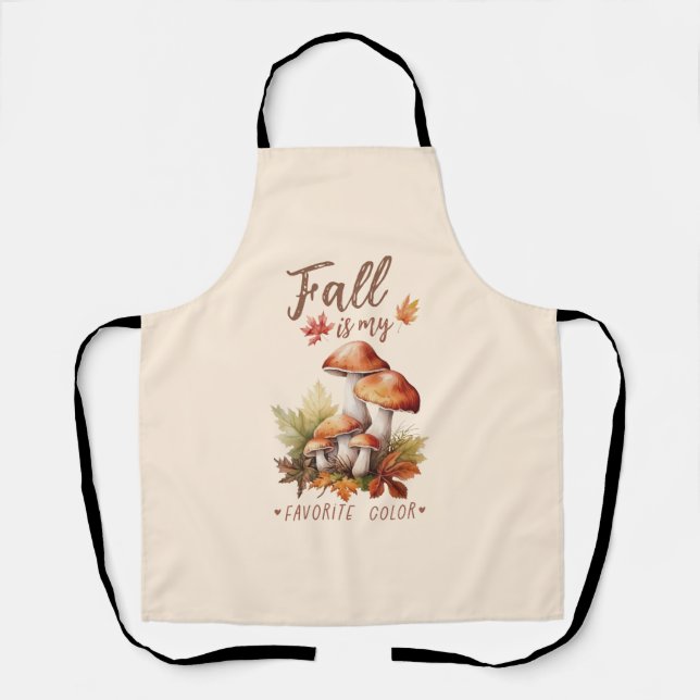 Fall Is My Favorite Color – Mushrooms & Leaves Apron (Front)