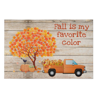 Fall is My Favorite Color-Truck, Autumn Leaves Faux Canvas Print