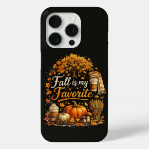 Fall is My Favorite Cozy Autumn Pumpkins Leaves iPhone 15 Pro Case