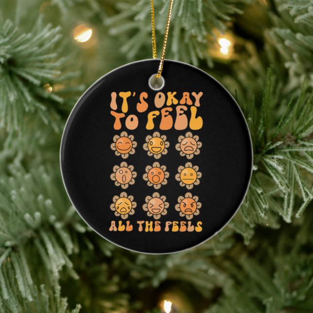  Fall Its Okay To Feel All The Feels Mental Health Ceramic Ornament (Tree)