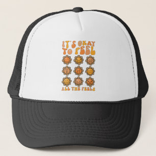 Fall Its Okay To Feel All The Feels Mental Health Trucker Hat