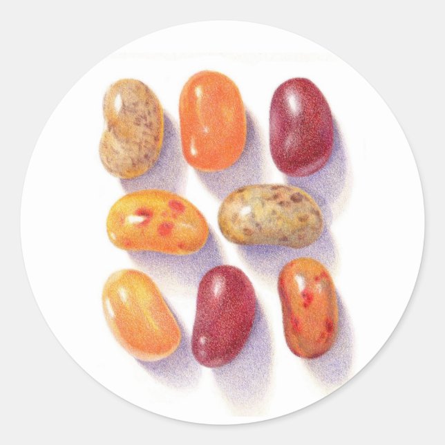 FALL JELLY BEANS Large Round Stickers (Front)