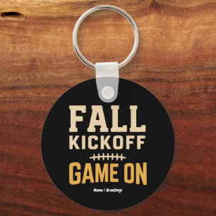 Fall Kickoff Game On Retro Football Autumn Design Keychain