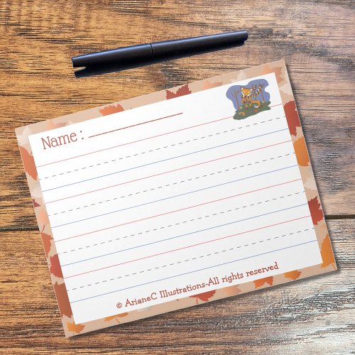 Fall Kid Handwriting Practice Notepad