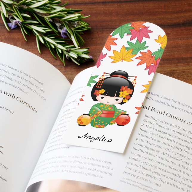 Fall Kokeshi Doll Green Kimono Geisha Girl Bookmarks (Book)